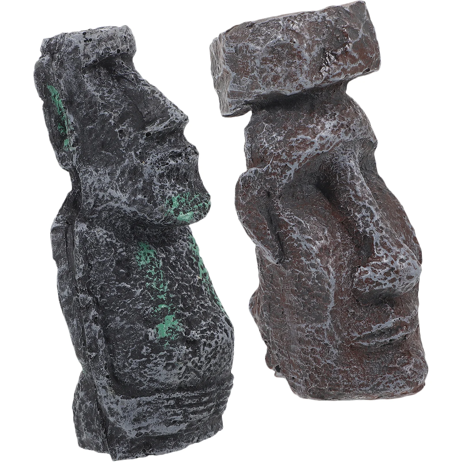 2pcs Mini Easter Statue Resin Craft Moai Lightweight Desktop Garden Decor Ornament Resin Decor Moai Figurines