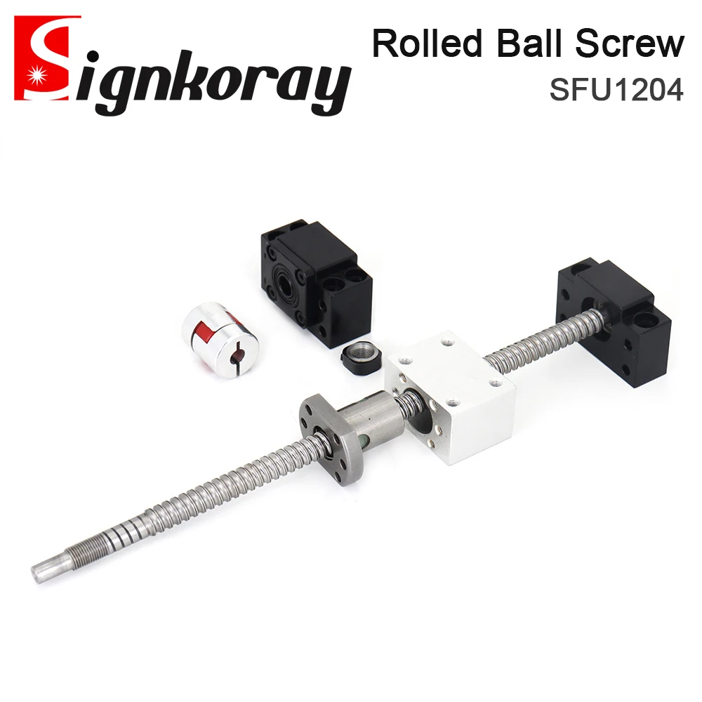 SignkoRay Rolled Ball Screw SFU1204 300-1000mm With Single Ballnut BK/BF12 Ballscrew Rod End Machined For CNC 3D Printer