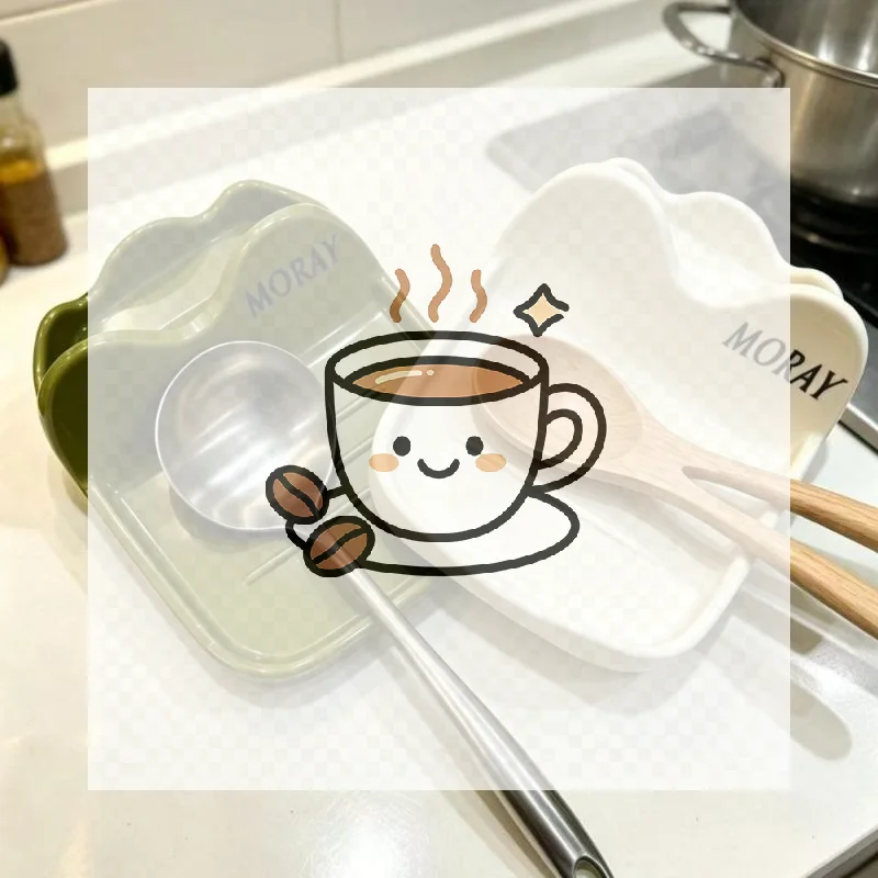 Pot Lid Spoon Rest with Drip Pad Food Grade BPA Free Non-Stick Easy Clean Kitchen Counter Utensil Holder for Home Cooking