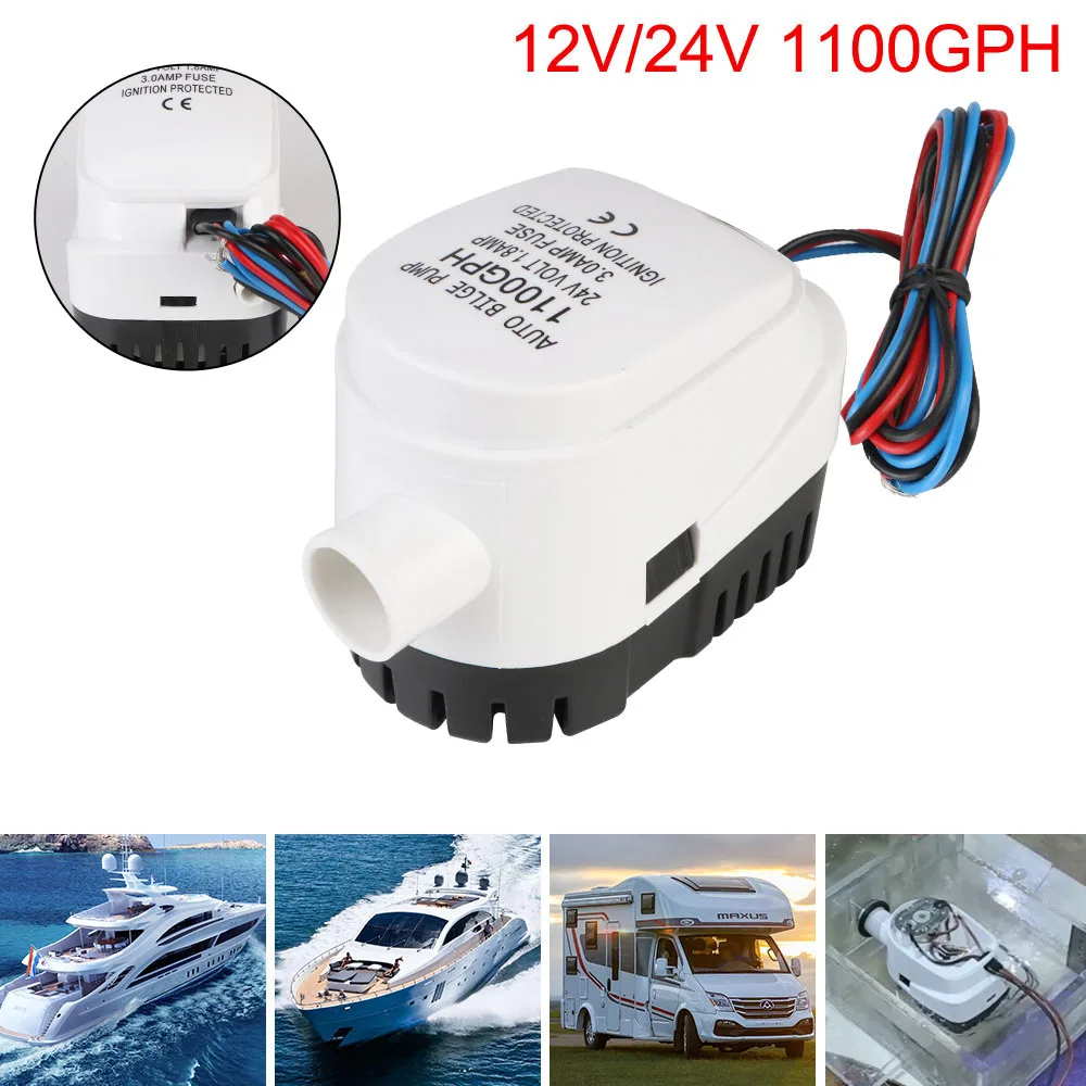 

1100GPH Automatic Boat Bilge Pump Motor Seaplane DC 12V/24V with Fuse Yacht Boat Auto Submersible Water Electric Pump Volt Small
