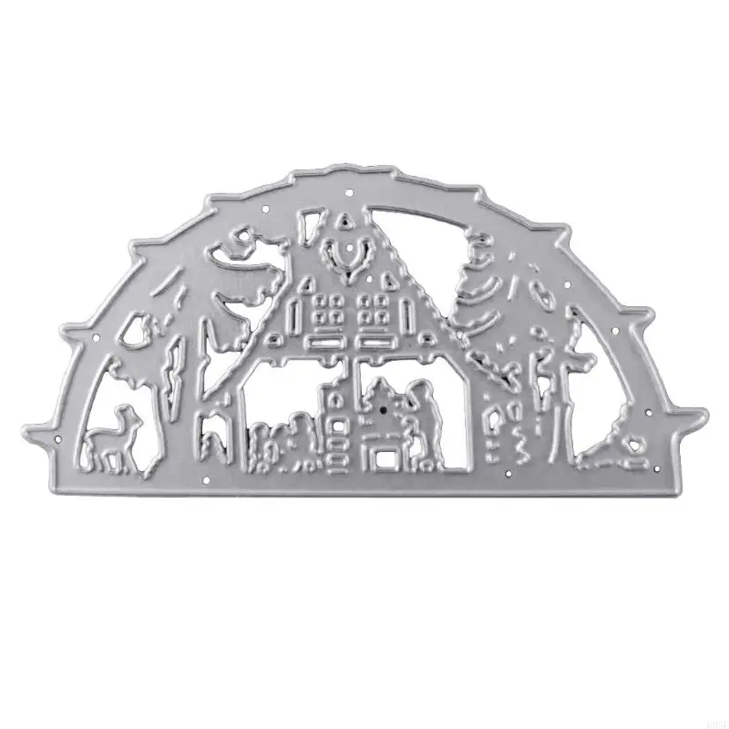 H05E Christmas House Metal Cutting Dies Stencil DIY Scrapbooking Album Paper Card Template Mold Embossing Craft Decoration