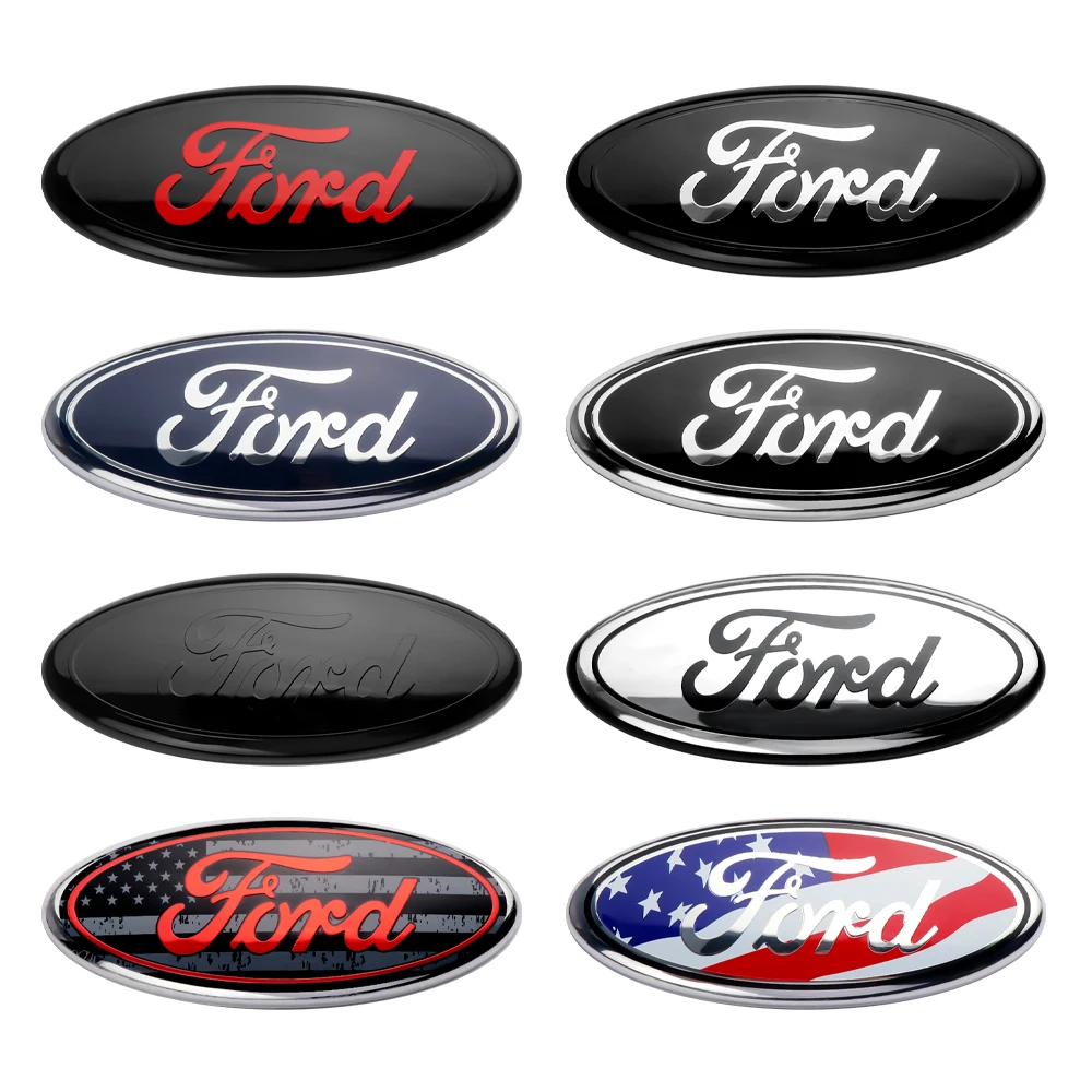 12.5x5cm ABS Car Front Hood Trunk Tail Sticker Ford Letter Front Grille Emblem Badge Car sticker Logo Decals For Ford focus