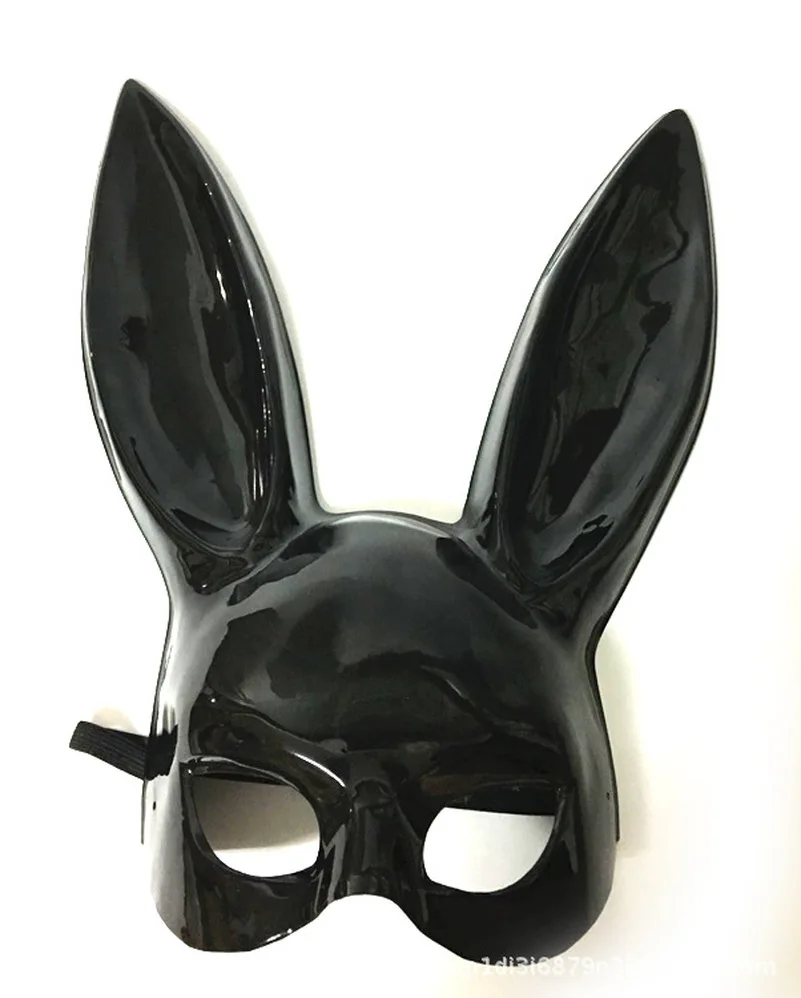 Mark Black Women Girl Sexy Rabbit Ears Mask Cute Bunny Long Ears Bondage Mask Halloween Masquerade Party Cosplay Costume Props