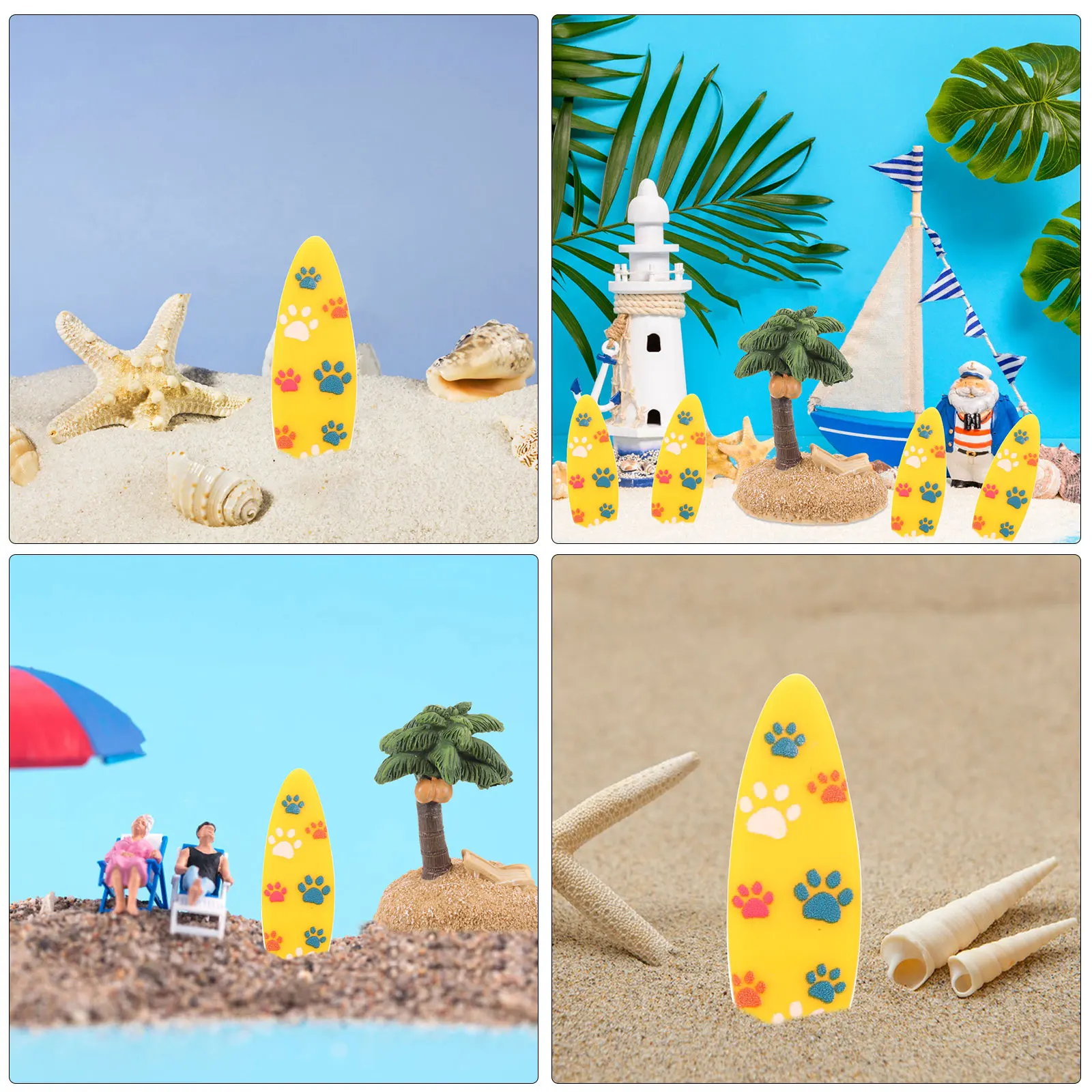 

20pcs Miniature Surfboard Resin Micro Landscape Mediterranean Style Decor for Home Office Nautical Ornament Beach Themed