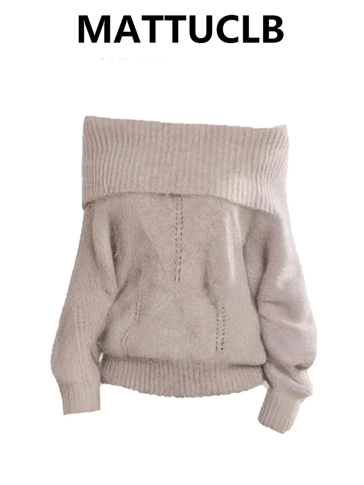 

Autumn Winter Women's Cuddly Sweater 2000s Korean Long Sleeve Slash Neck Cuddly Jumper Knitwear Jerseys 2000s Thick Christmas