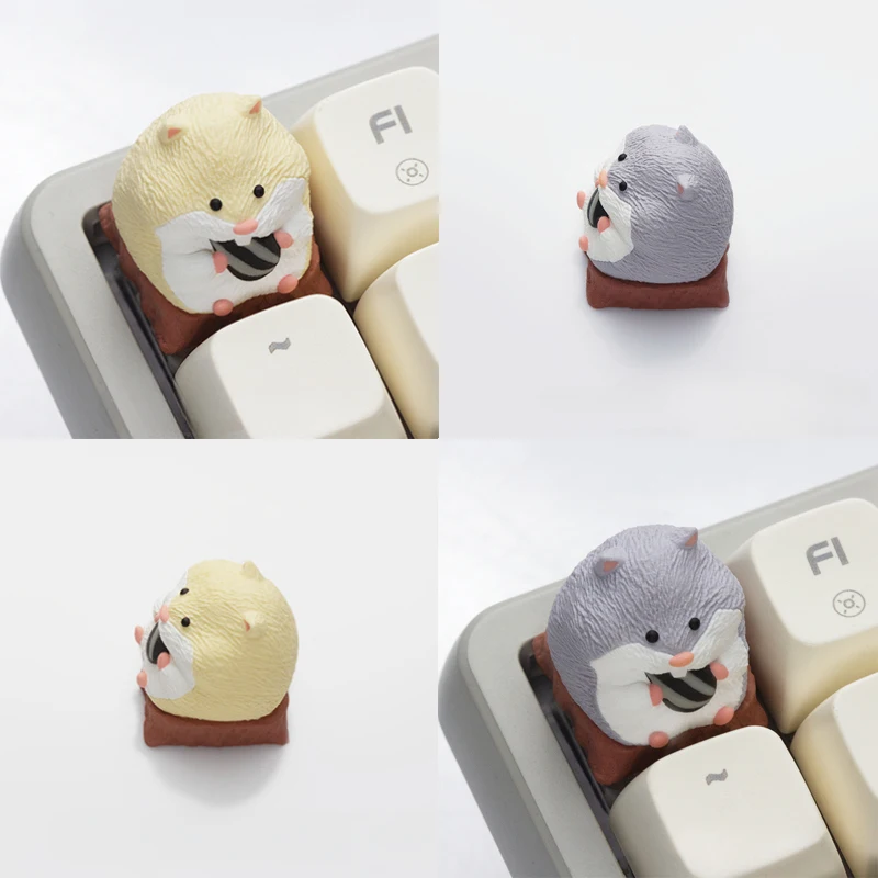 Hamster Series Keycaps Resin 3D Personalize Pudding/mochi Animal Original Artisan Keycap for Mechanical Keyboard Gift Cherry MX