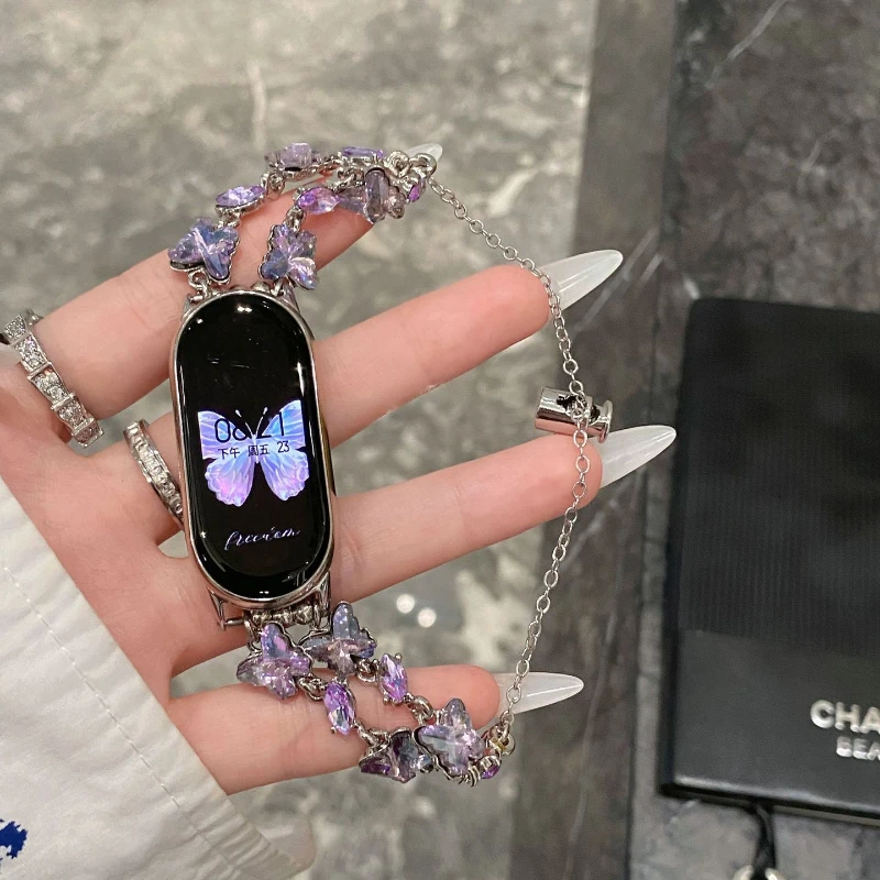 Substituição de Metal Strap para Xiaomi Band, Sport Pulseira, Mi Band 8, NFC Mulher's Correa Pulseira, SmartWatch Pulseira