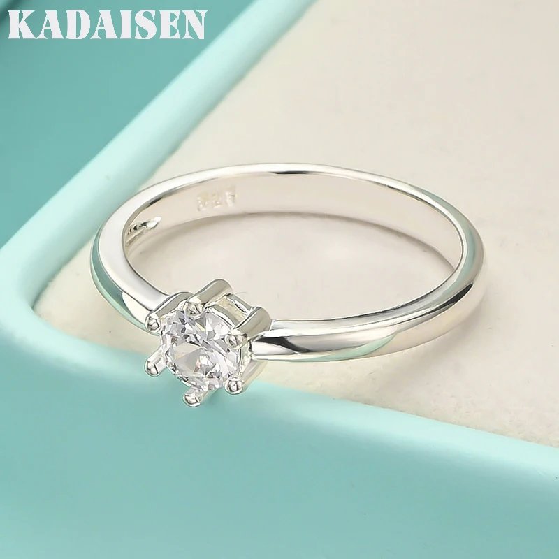 

925 Sterling Silver Open Rings For Women Shining Crystal Adjustable Size Party Gifts Engagement Wedding Jewelry