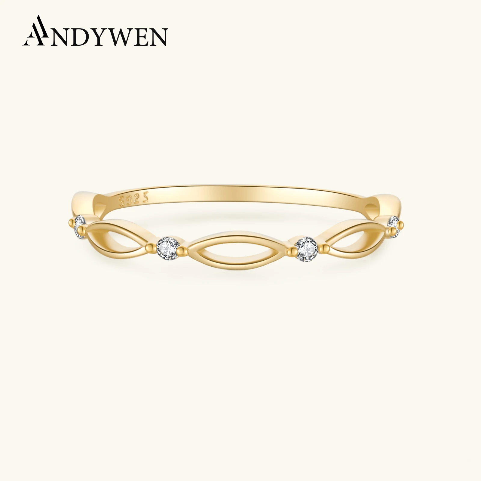 

ANDYWEN New 925 Sterling Silver Marqulse Zircon Thin Women Ring 2024 Luxury Fine Jewelry Party Simple Dangle Fine Delificate
