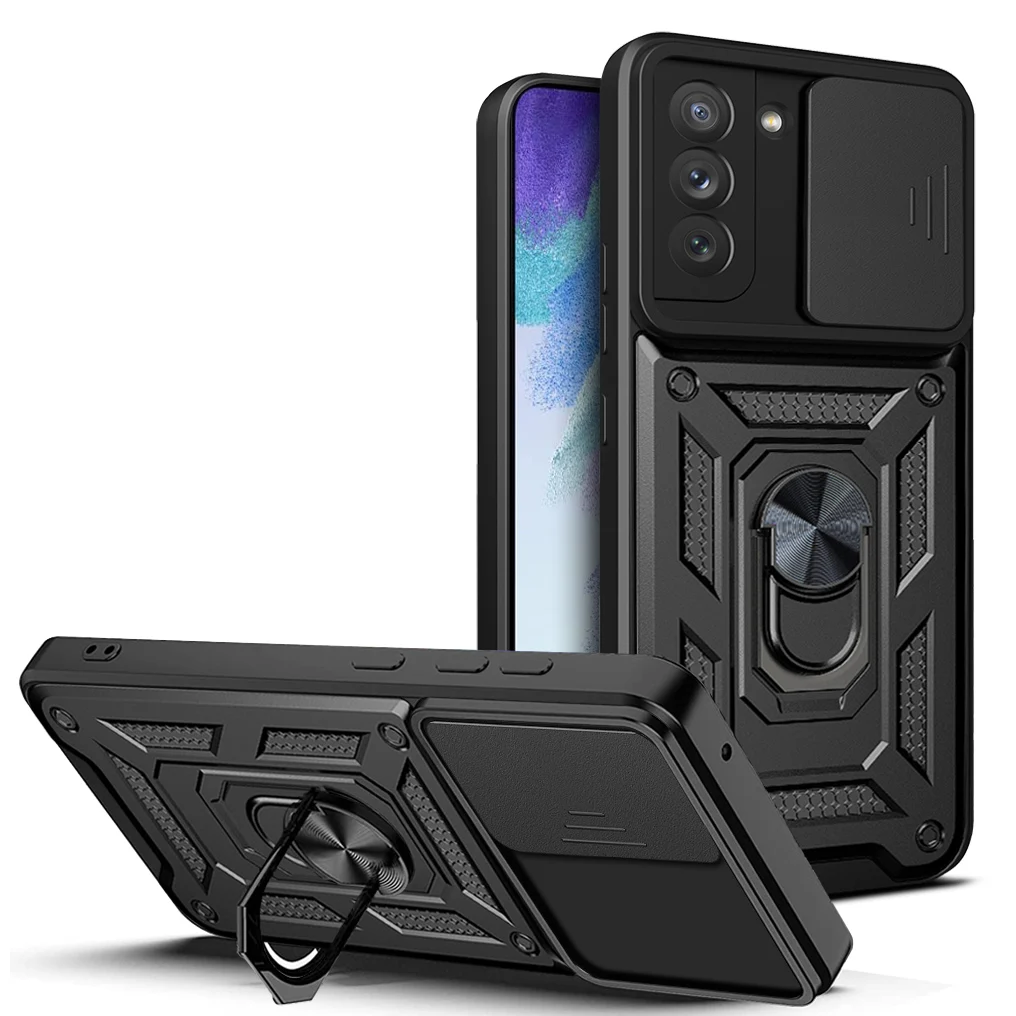 For Samsung S21 FE Case Galaxy S21 FE Cover Galaxy S21fe Magnetic Ring Holder Armor Phone Case Slide Camera Protect Back Cover