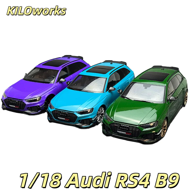 

KILOworks 1/18 Audi RS4 B9 Clay Pot, имитация путешествия, модель автомобиля из сплава, игрушка для мальчиков, коллекционное украшение для взрослых.