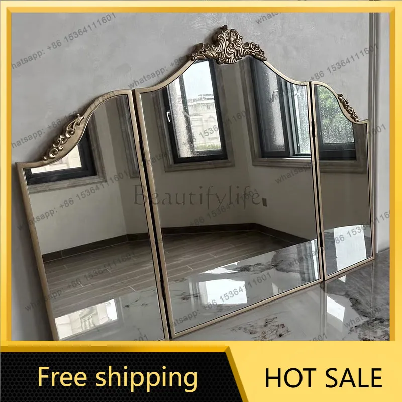 XX. French vintage vanity countertop makeup mirror, American folding tri-fold mirror