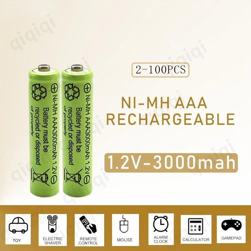 

100% Original AAA 3000MAh 1.2V Rechargeable Nickel Hydrogen Battery AAA 3000mAh+free Shipping