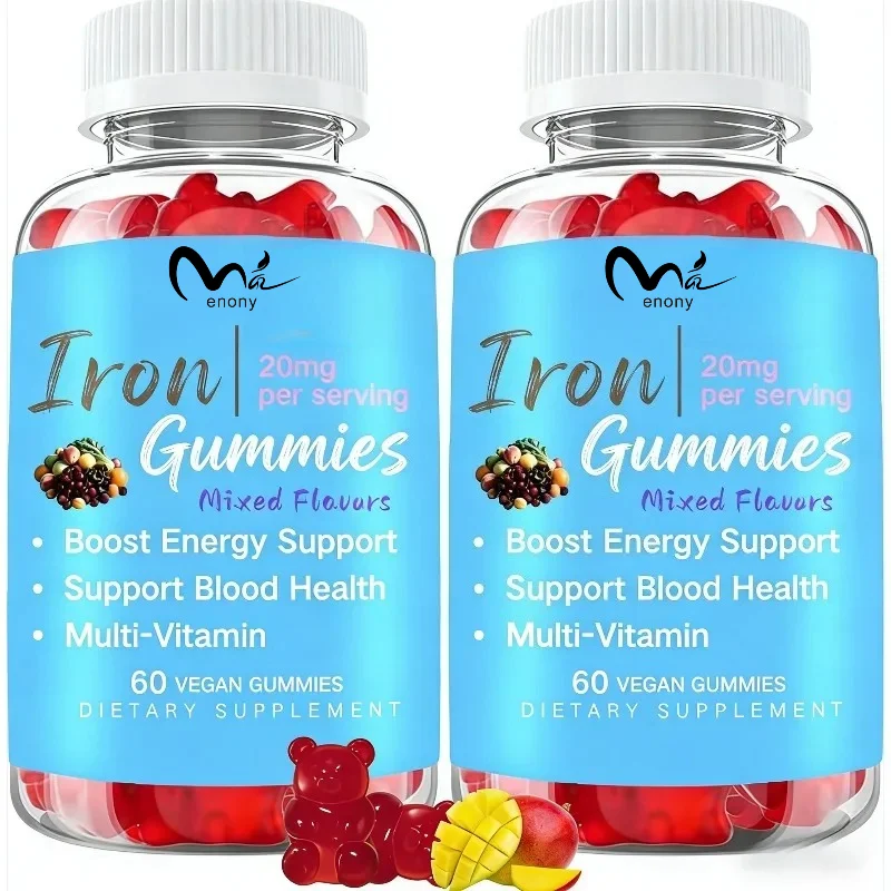 Multi Vitamin Iron Supplements, Gummies Containing Vitamin C and Ferrous Fumarate Energy, Immune Health Support