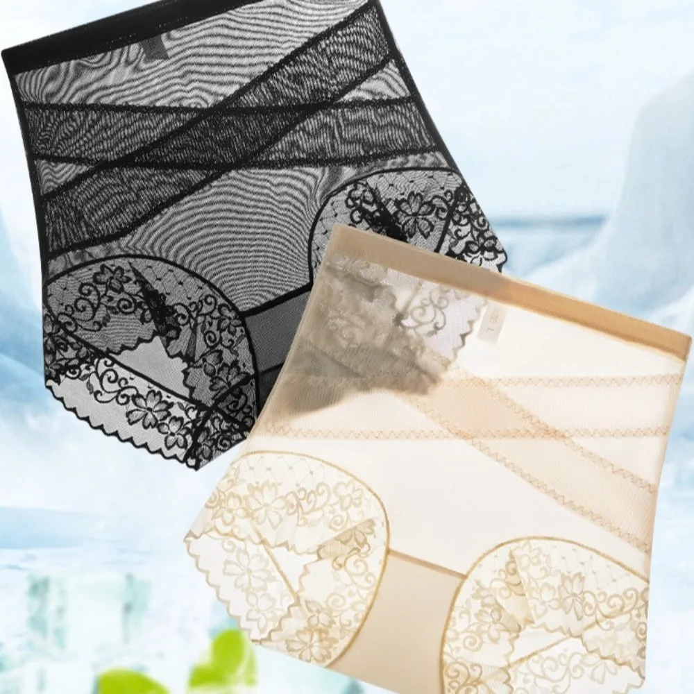 

High Waist Thin Lace Panties Shapewear Mulberry Silk Crotch Postpartum Body Shaper Waist Trainer Belly Contracting