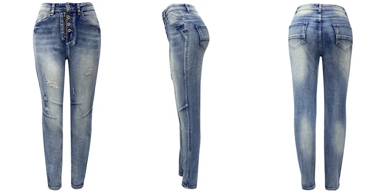 Frauen Jeans knöchel lange Jeans hose Bleistift hose Reiß verschluss Fliegen wäsche Slim Fit Taschen Streetwear Frühling Slght Stretch