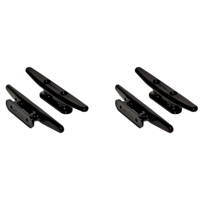 4 Pack Black Nylon Boat Cleat 6 Inch - Rope Cleat, Kayak, Boat Dock Cleats - Perfect For Marine, Deck, Nautical Decor