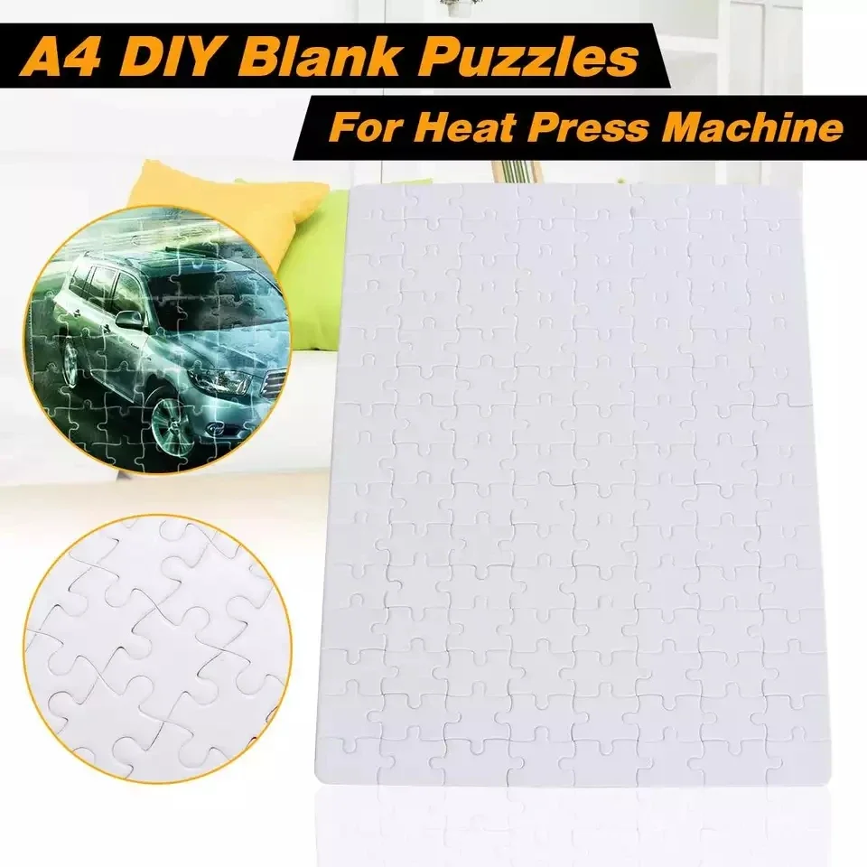 

10 Sheets Sublimation Blanks Puzzles White Blank Puzzles DIY Blank Puzzle For Sublimation Transfer Thermal Transfe