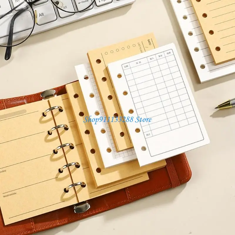 

G88D Leather Notebook Elastic Strap Closure 5-Rings PU Binder Cover For Planning