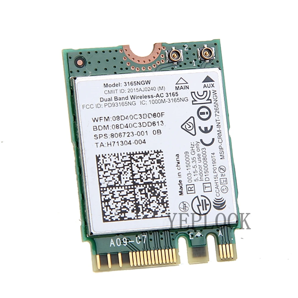 AC3165 3165NGW 433Mbps Dual Band 2.4Ghz e 5Ghz Bluetooth 4.0 802.11ac NGFF M.2 Cartão Wifi para HP ProBook 430 440 450 820 840 G3