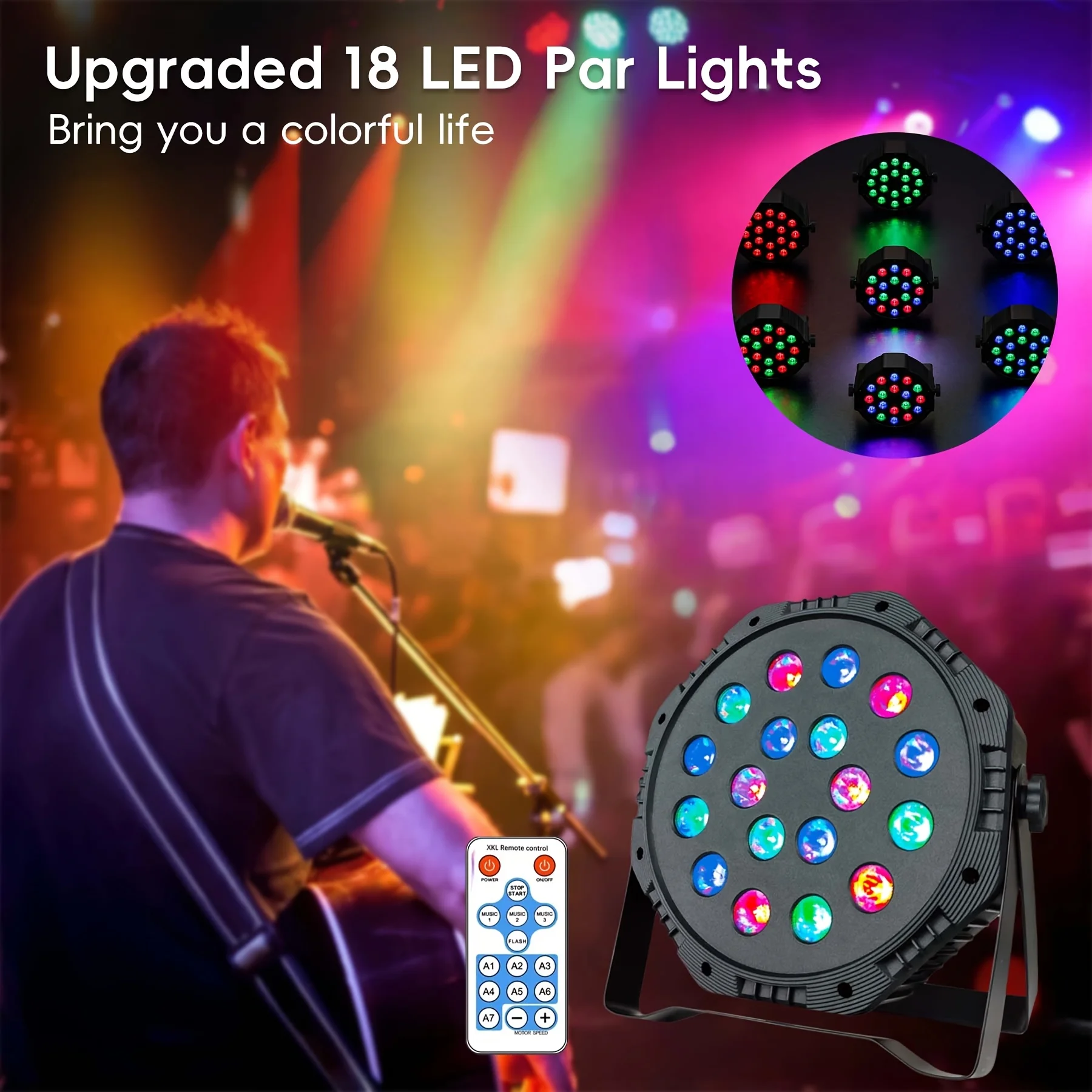 1-4PCS 18LED RGB USB Stage Par Lamp Sound Activated Remote DMX512 Control 7+ Light Modes For Party Club Disco KTV Stage Lighting