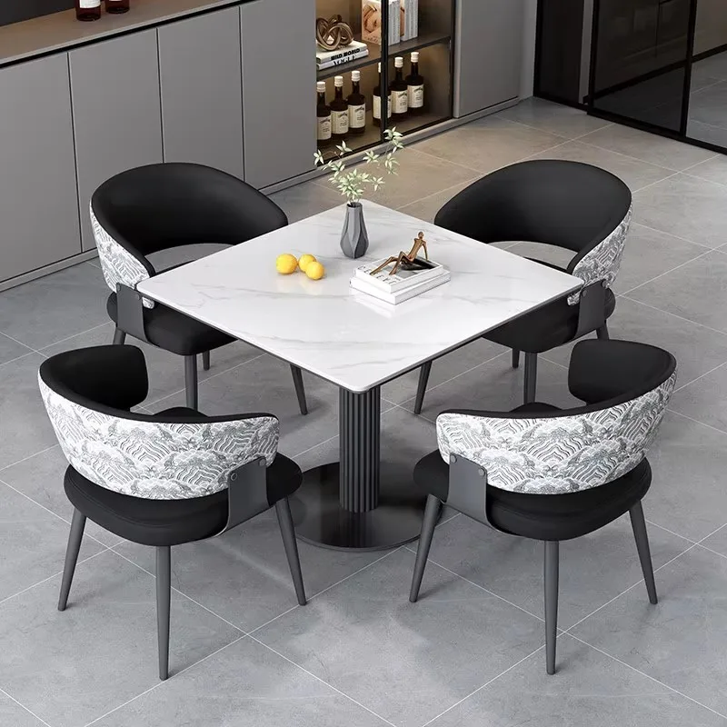 Casual Playing Card Table Studio Discussion Table Craft Beer Small Restaurant Coffee Bar Italian Minimalist Metal Square Set