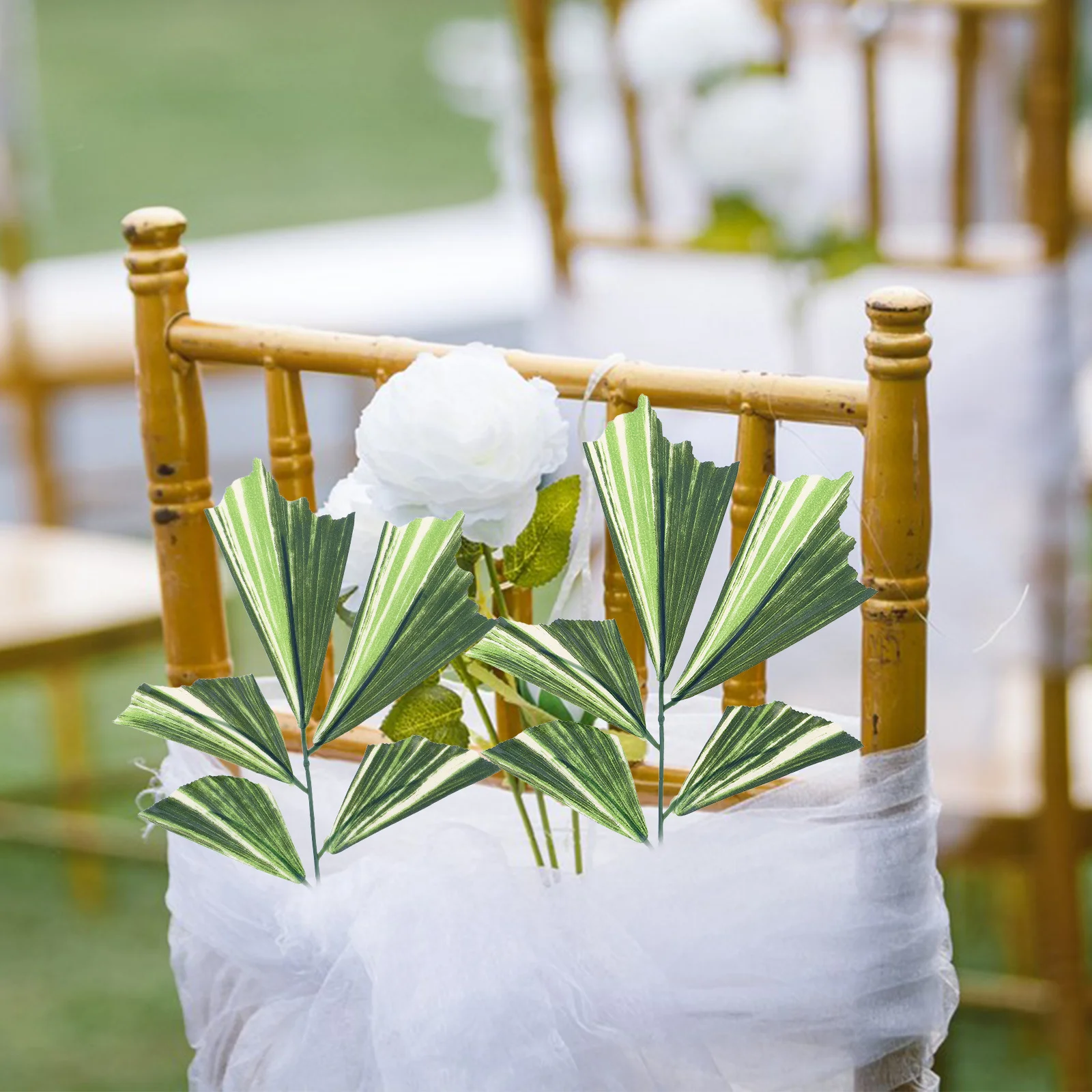 

10Pcs Artificial Fishtail Palm Leaves Fake Green Stems for Wedding Table Vase Arrangement Tropical Leaf Decor Faux Leaves