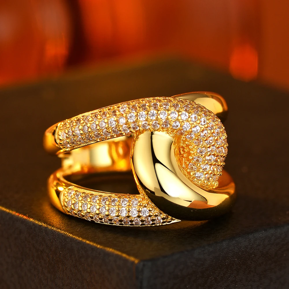 

Женское обручальное кольцо из стерлингового серебра 925 пробы с вечным узором, полностью покрытое фианитом 5А.