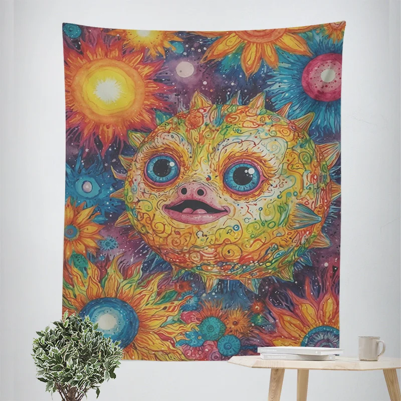 Psychedelic Pattern Theme Tapestry - Lightweight polyester hippie wall decor tapestry for bedrooms, dorm rooms and holiday gifts