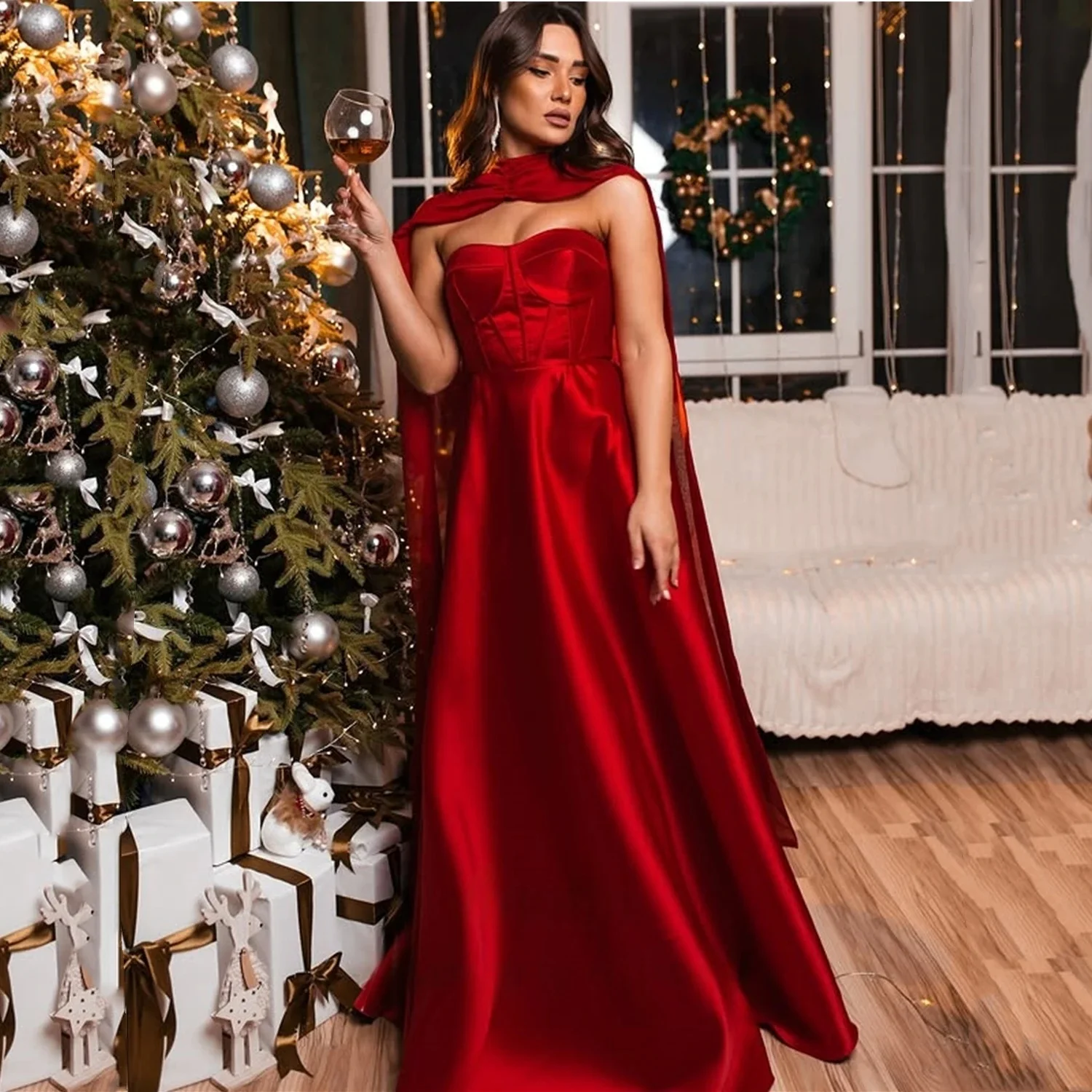 فساتين سهرة نسائية حمراء طويلة مناسبة مخصصة فساتين سهرة للجنسين جيرسي ريترو دبي السعودية العربية إسرائيل حفلة موسيقية مخصصة #1