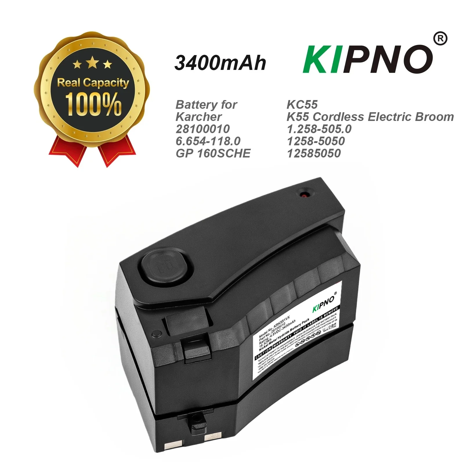 KIPNO 3400mAh Battery Karcher 28100010 6.654-118.0 GP 160SCHE KC55 K55 Cordless Electric Broom 5 Cordless Electric Broom K52