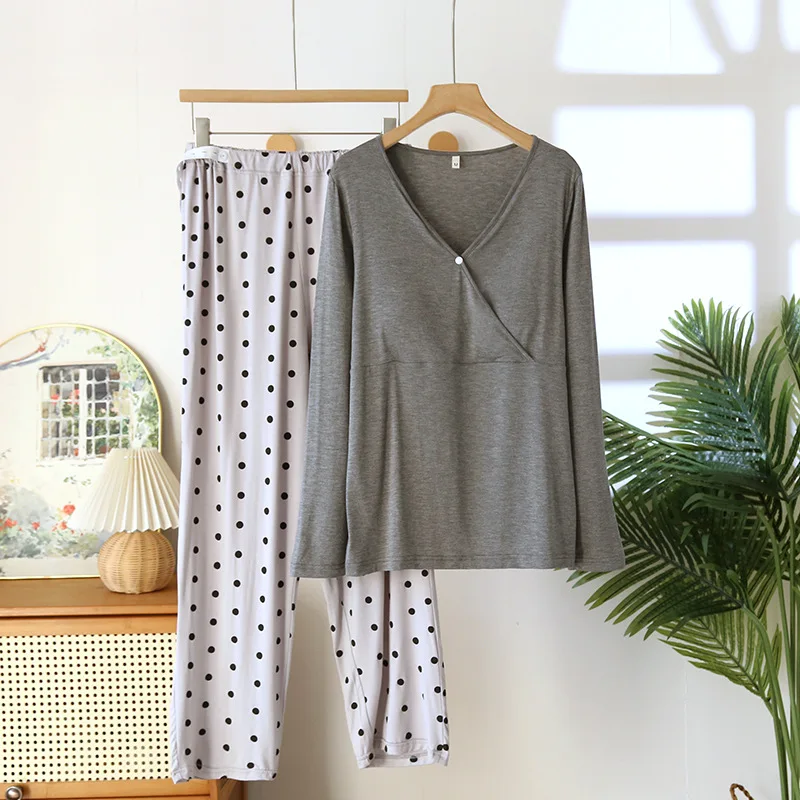 Modal Maternity Wear Pregnant Clothes Long Sleeve Women's Pajamas For Pregnant Women Pregnant Homewear Pregnancy Pyjama