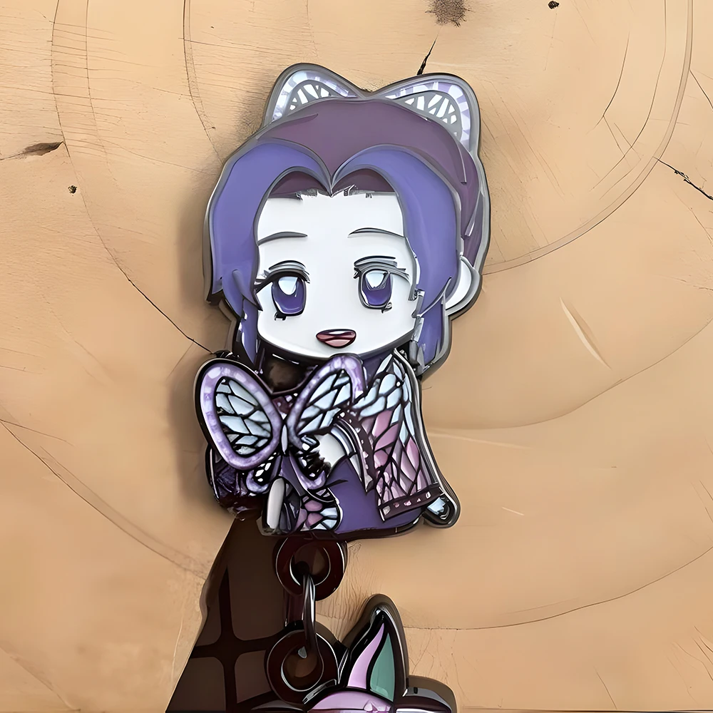 Demon Slayer Kimetsu No Yaiba Kochou Shinobu Enamel Brooch Butterfly Cute Anime Girl Lapel Pin Souvenir Pendant Fans Gift Badge