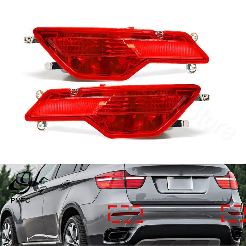 For BMW X6 E71 E72 2008 2009 2010 Reflective Strips Stop Light Car Rear Bumper Fog Lamp Reflector 63147187219 63147187220