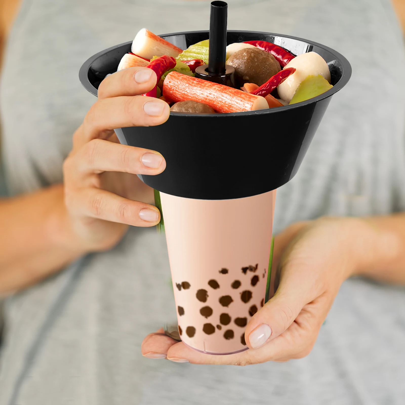 

5 Sets Snack Cup Portable Food Drinking Glass PP Thickened Compact Disposable Large Capacity Daily Party Beverage