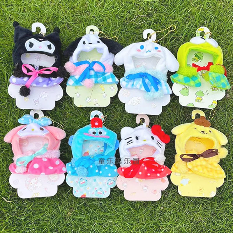 

Cute Sanrio Doll Clothing Cartoon Hello Kitty Cinnamoroll My Melody Plush Cloak Kawaii for 8-12cm Plush Dolls Pendant Decoration