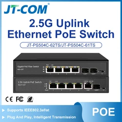 JT-COM-conmutador PoE Ethernet Uplink 2,5G, con puerto PoE de 10M/100M/1000M y ranura SFP de 2,5G