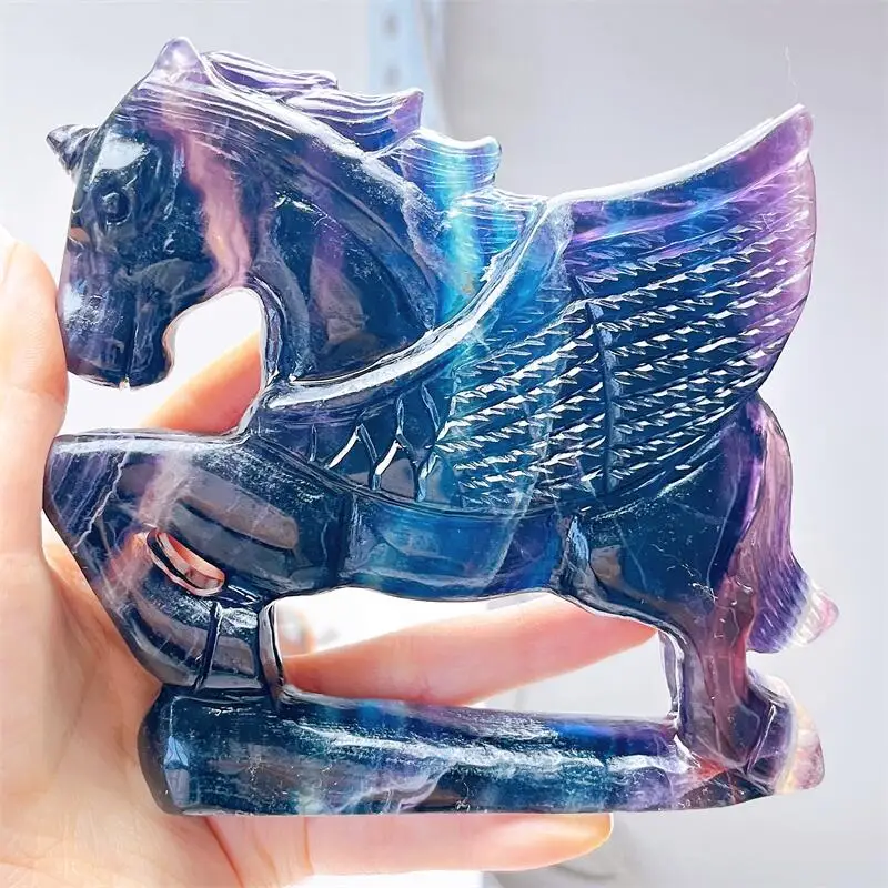 Natural Fluorite Unicorn Crystal Carving Animal Statue Healing Crafts As Gifts Or Used For Decoration Of Domestic Rooms