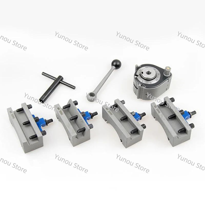 Change Tool Lathe Swing Dia.150~300mm QCT Post Turret Kits Include 1pcs Tool Post+4pcs Tool Holders TOOA1 Quick