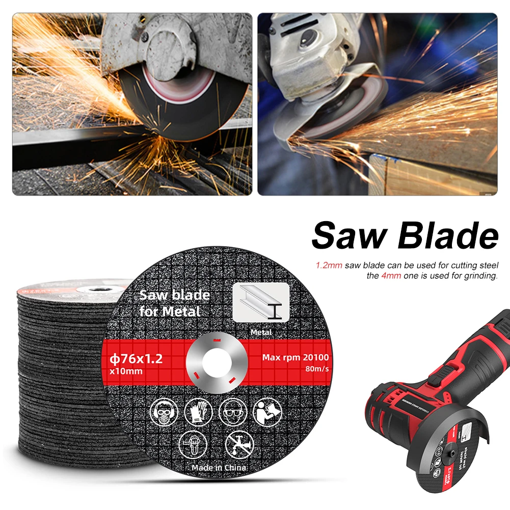 Saw Blade 3inch Circular Blade for Angle Grinder Metal Stainless Steel Cutting Grinding 1.2mm/4.0mm Thickness 0.4in Arbor