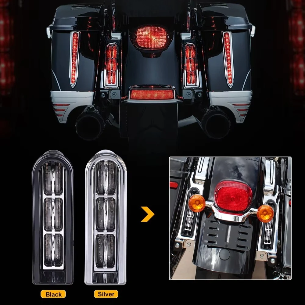 

Motorcycle LED Inserts Saddlebag Filler Support Amber Lights Lamp For Harley Touring Electra Glide CVO Road King FLHR 2014-2023