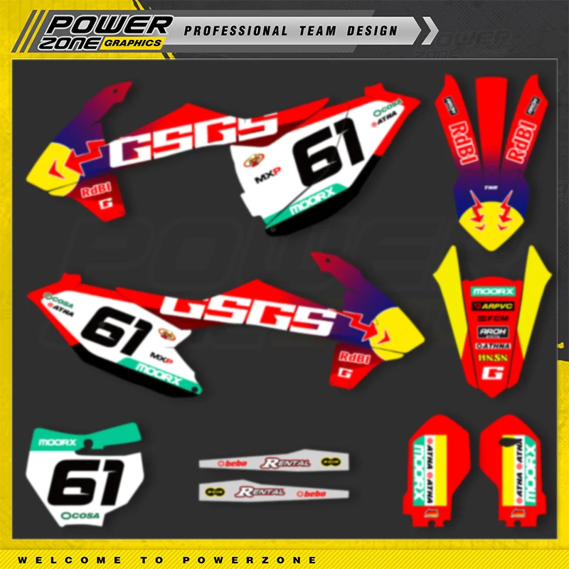 PowerZone Custom Team Graphics Backgrounds Decals Stickers Kit For GASGAS 85 MC 2021 2022 85cc