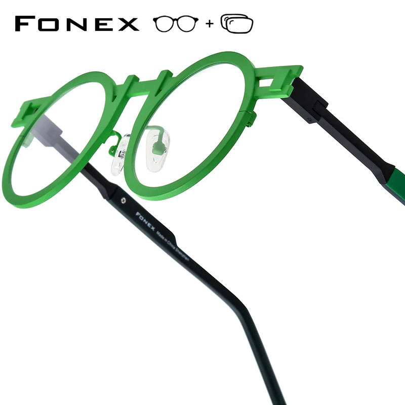 

FONEX Progressive Prescription Glasses Custom Photochromic Myopia Optical Lens Eyewear Women Round Eyeglasses Titanium Frame 833