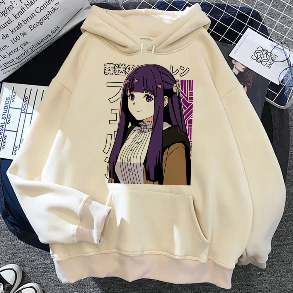 Frieren hoodie soft fabric elegant patterned anime sweater manga winter girl sweatshirts pullover comfortable patterned