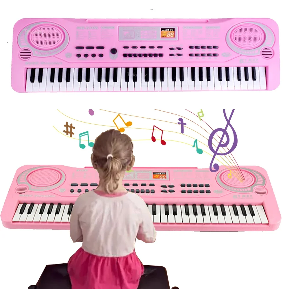 Chriyungel Kids Electronic Piano Keyboard with Microphone  61 / 37 Keys Organ Musical Instrument Toy Gift for Child Beginners