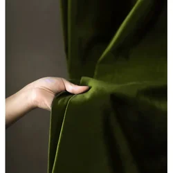 American Vintage Cortina Light Luxury Curtains for Living Room Thickened Velvet Drapes Olive Green Blackout Curtains Home Custom
