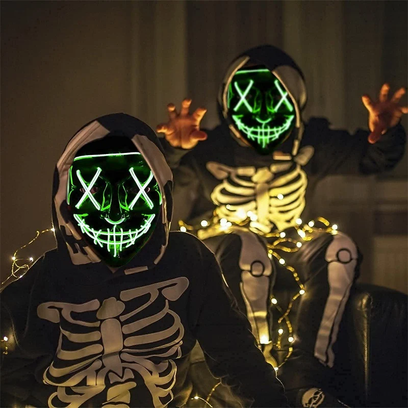 Scary Halloween Cosplay Light up Purge Mask Halloween Masquerade Party LED Face Masks for Men Women Mask Glowing in Dark - view 4
