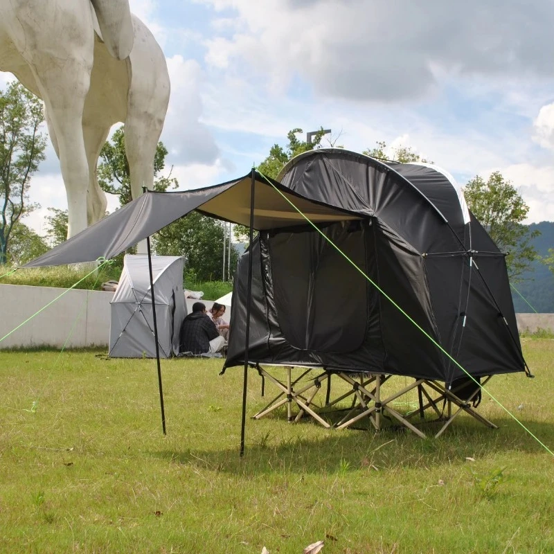 Camping tent bed, 1 person with off-ground portable simple tent bed combination, with awning
