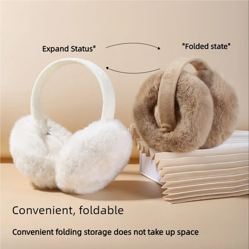 Зимние складные наушники, теплые наушники для девочек, студенты Майяра, милые пушистые антифризные наушники из кроличьей шерсти