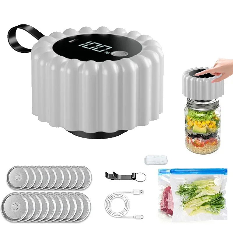 USB Rechargeable Mason Jar Vacuum Sealer Latest Update Electric Portable Vacuum Sealer Set for Food Preservation